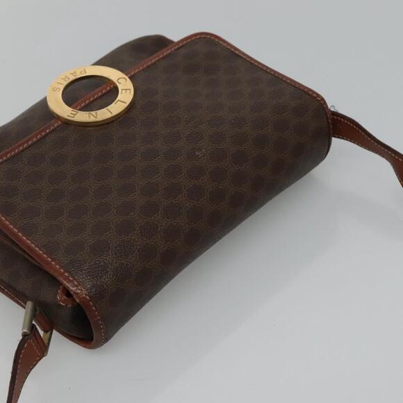 CELINE Macadam Canvas Shoulder Bag Pvc Brown Gold - Picture 6 of 12